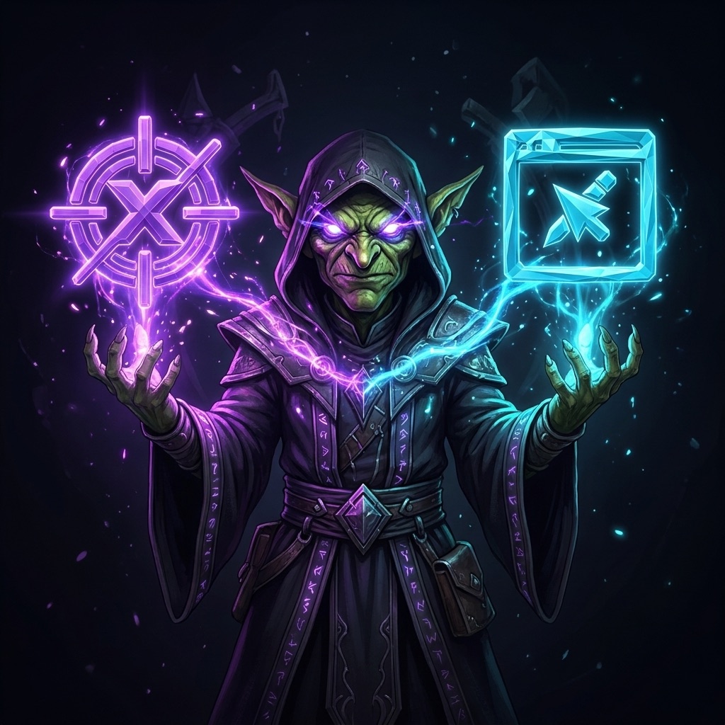 Goblin mago conjurando Hunter X e SiteScope